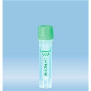 Microvette Capillary Tube Green Lithium Heparin 300uL Green Cap Plypro 1000/Ca