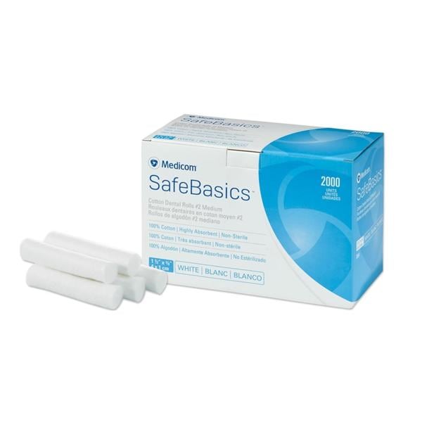 SafeBasics Dental Cotton Roll 1.5 in x 0.375 in Non Sterile 2000/Bx