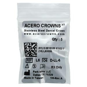 ACERO Crowns 6 1st Primary Lower Left Molar 5/Pk 5/Pk