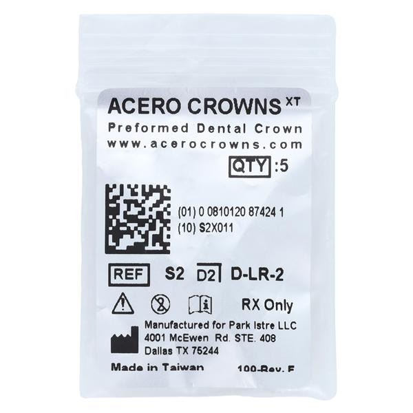 ACERO Crowns Size 2 1st Primary Lower Right Molar 5/Pk 5/Pk