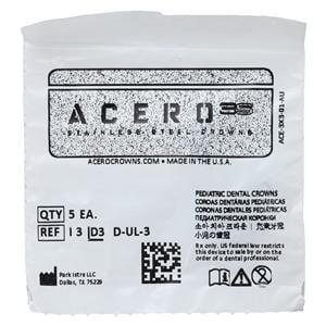 ACERO Crowns Size 3 1st Primary Upper Left Molar 5/Pk 5/Pk