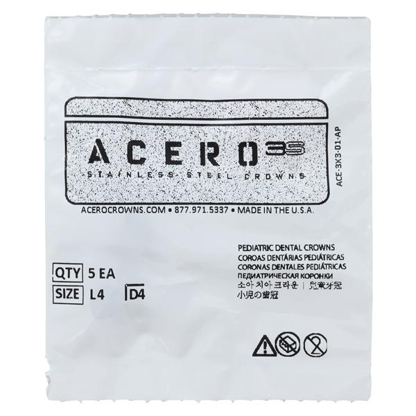 ACERO Crowns Size 4 1st Primary Lower Left Molar 5/Pk 5/Pk