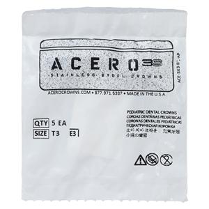 ACERO Crowns Size 3 2nd Primary Lower Right Molar 5/Pk 5/Pk