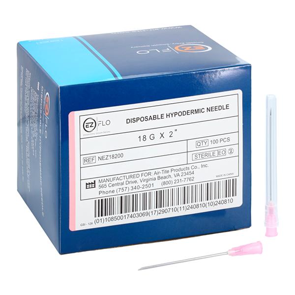 Hypodermic Needle 18gx2" Protective Cap 100/Bx