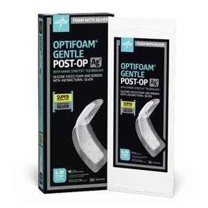 Optifoam Gentle AG+ Silver/Foam Post-Op Dressing 4x10" Sterile Adhs Spr Abs LF