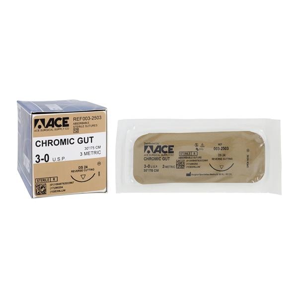 Suture 3-0 30" Chromic Gut DS-24 12/Bx