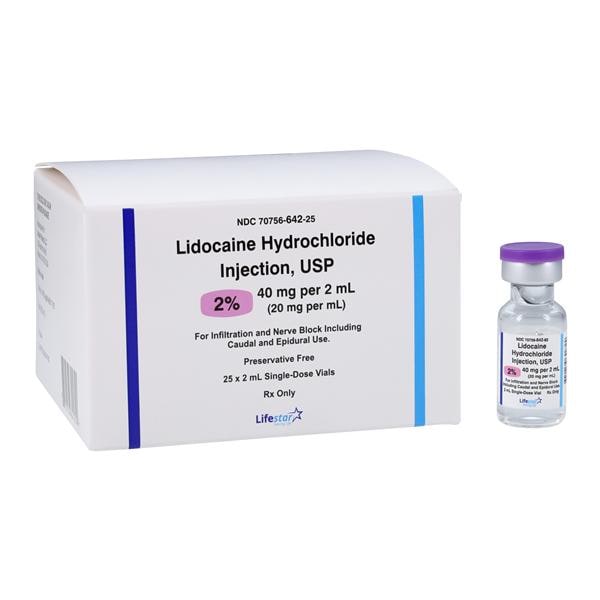 Lidocaine HCl Injection 2% SDV 2mL 25/Package