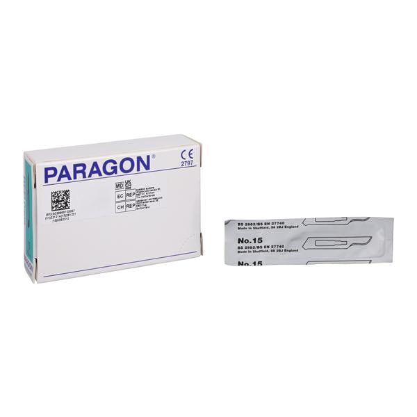 Paragon Stainless Steel Sterile Surgical Scalpel Blade #15 Disposable 100/Bx