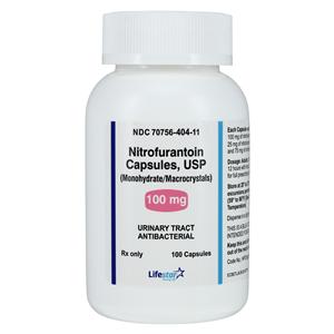 Nitrofurantoin Monohydrate Macrocrystals Capsules 100mg Bottle 100/Bottle Each