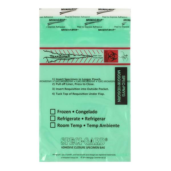 Speci-Gard Biohazard Specimen Bag Adhesive Closure With Flap 1000/Ca