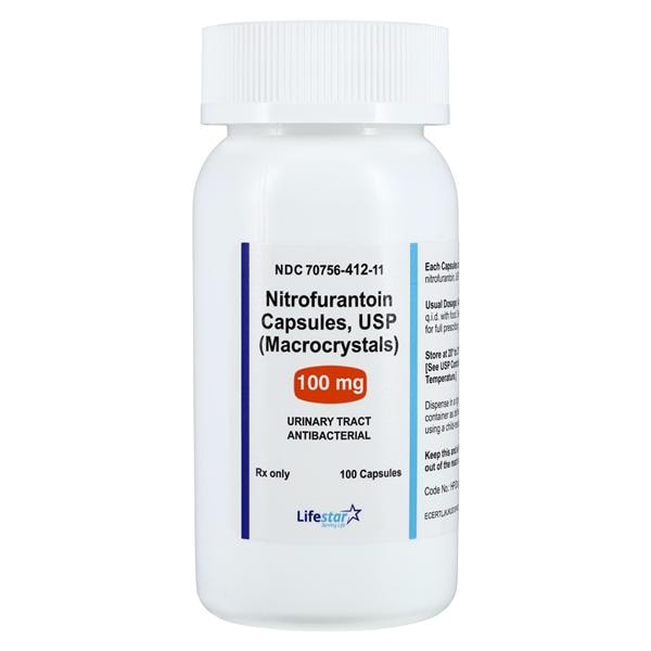 Nitrofurantoin Macrocrystals Capsules 100mg Bottle 100/Bottle Each