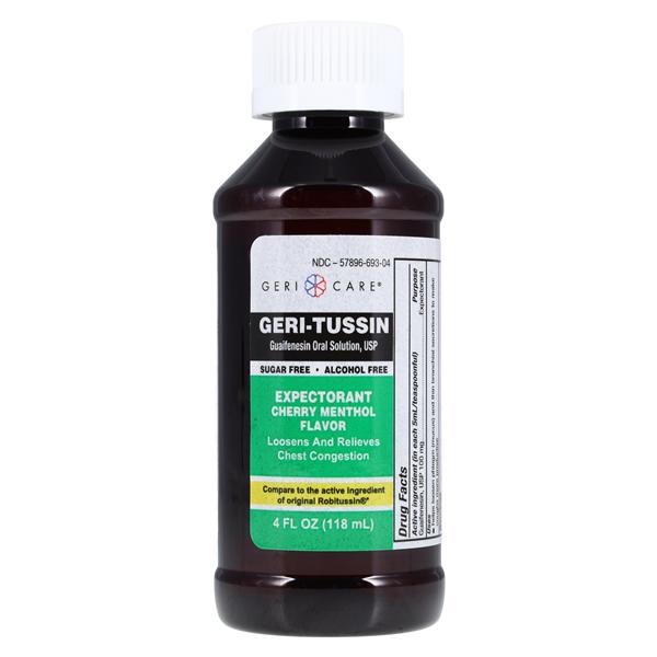 Geri-Tussin Expctrnt/Cgh Liquid Alc/SF 100mg/5mL Chry Mnthl 4oz Bottle 4oz/Bt