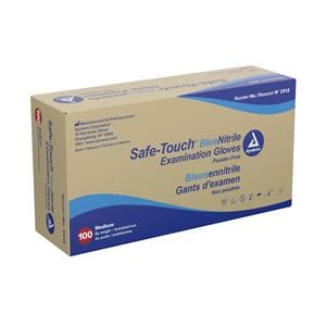Safe-Touch Nitrile Exam Gloves Medium Blue Non-Sterile 100/Bx