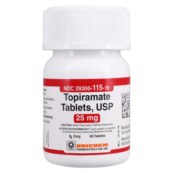 Topiramate Tablets 25mg Bottle Each, 15 EA/BX