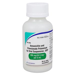 Amoxicillin/Clavulanate Oral Suspension 200/28.5mg Orange Flavor Bottle 50mL