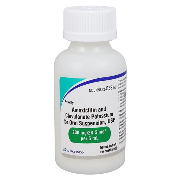Amoxicillin/Clavulanate Oral Suspension 200/28.5mg Orange Flavor Bottle 50mL