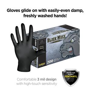 Black Maxx Thin Nitrile Exam Gloves Medium Black Non-Sterile 200/Bx