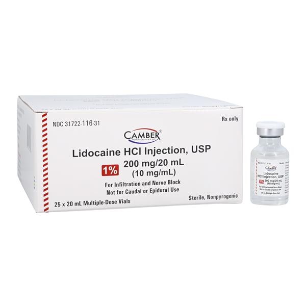 Lidocaine HCl Injection 1% MDV 20mL 25/Package