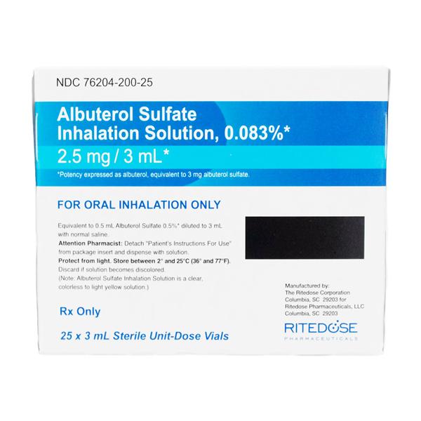 Albuterol Sulfate Inhalation Solution 0.083% Vial 3mL 25/Package