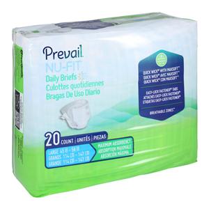 Prevail NU-FIT Incontinence Brief Unisex 45-58" Maximum White 80/Ca
