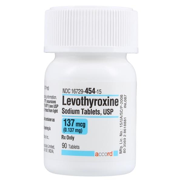 Levothyroxine Sodium Tablets 137mcg Bottle 90/Bottle Each