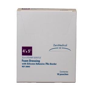 ZeniFOAM Gentle PU Fm Non-Border Dressing 4x5 Strl Rctngl NAdh Slcn Adh Tn Abs
