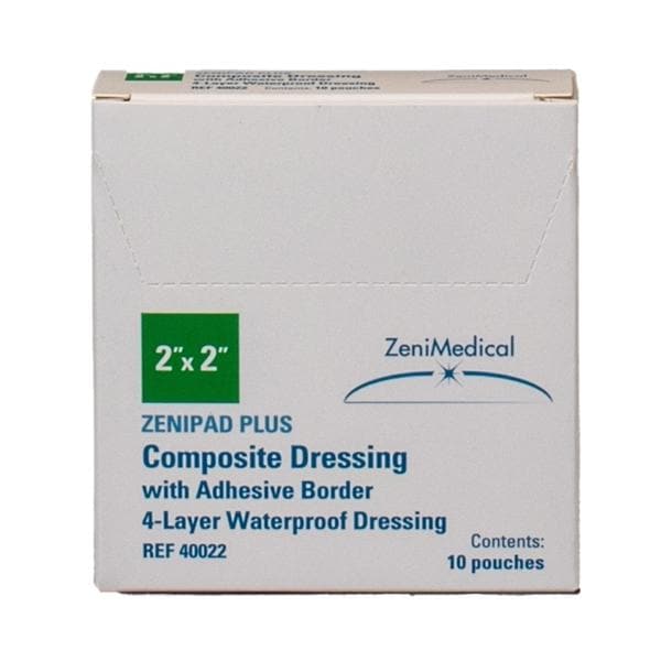 ZeniPAD Plus Composite Wound Dressing 2x2" 4Lyr Sterile Sq NAdh Adh Brdr Wt Abs