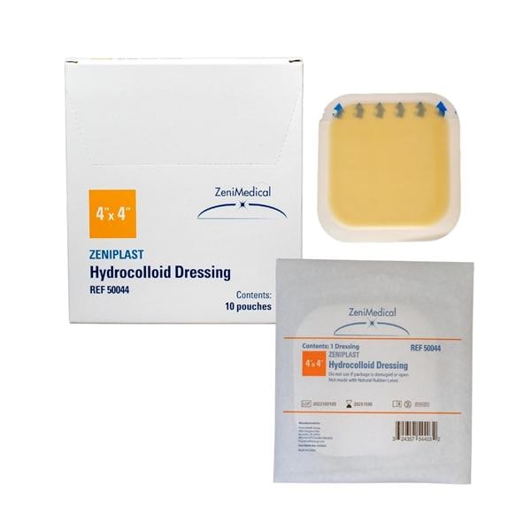 ZeniPLAST Hydrocolloid Wound Dressing 4x4" Sterile Square Adhesive Tan