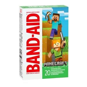 Band-Aid Adhesive Bandage Plastic Assorted Minecraft Sterile 20/Bx
