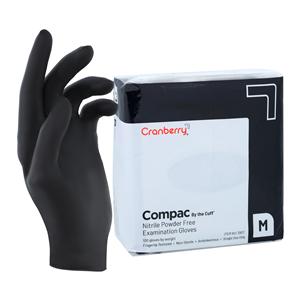 Compac By the Cuff Nitrile Exam Gloves Medium Black Non-Sterile 100/Bg