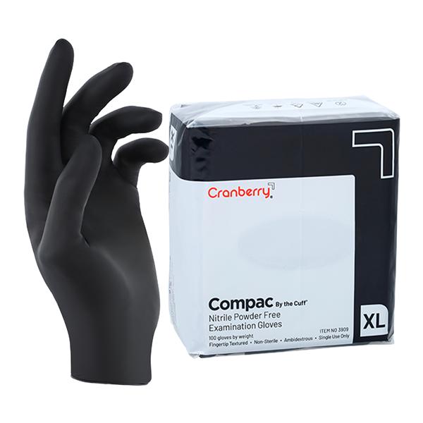 Compac By the Cuff Nitrile Exam Gloves X-Large Black Non-Sterile 100/Bg