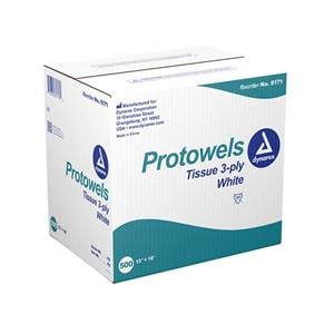 Protowels Patient Towel 3 Ply Tissue 13 in x 18 in White Disposable 500/Ca