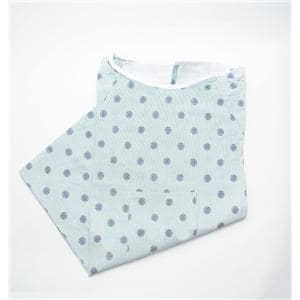 Patient Gown Adult Green Stripe / Blue Snowflake Print 1/Dz