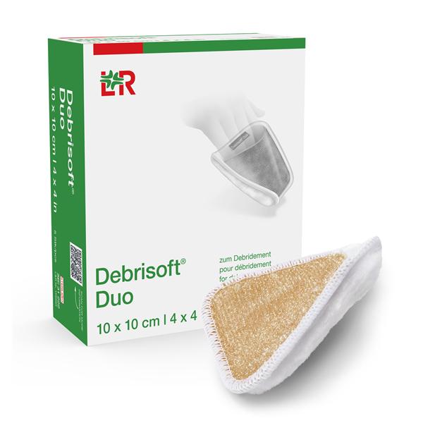 Debrisoft Duo Debridment Pad Mnflmnt Poly Fbr 4x4 Strl Wht/Bge Indv Sl LF