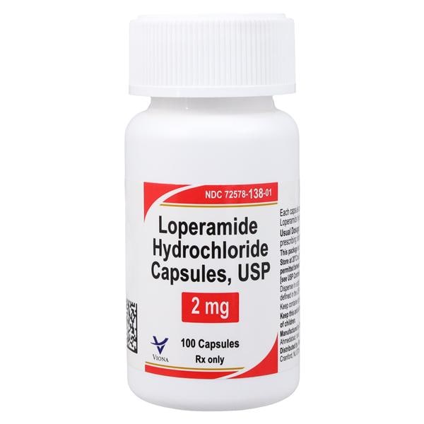 Loperamide HCl Capsules 2mg Bottle 100/Bottle Each