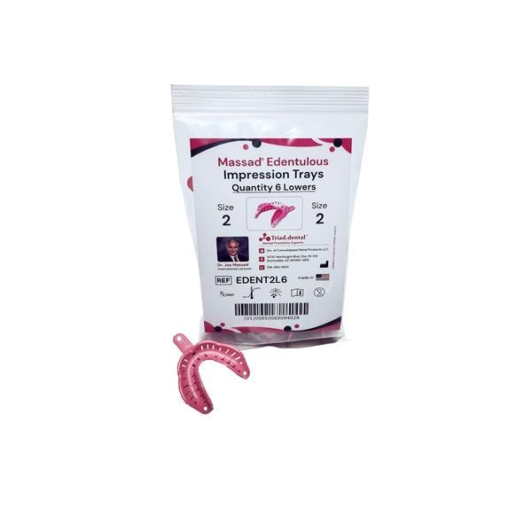 Massad Disposable Edentulous Impression Trays 2 S/M Lower Standard Pack 6/Pk
