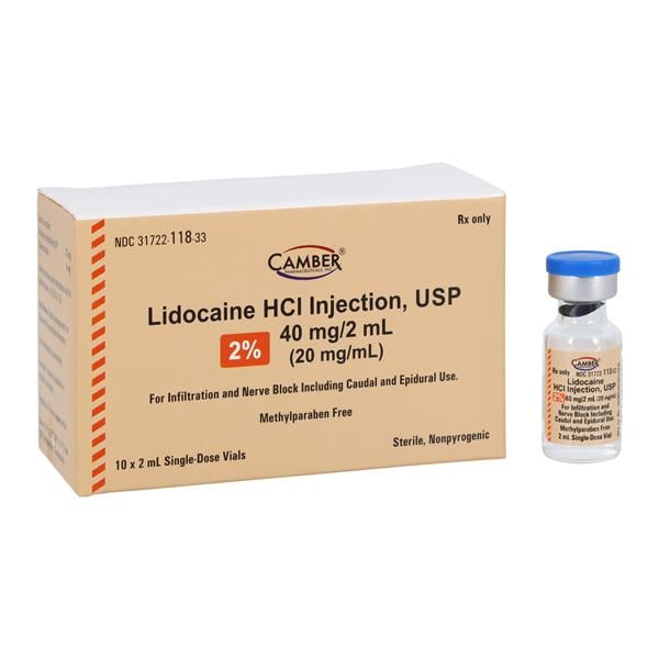 Lidocaine HCl Injection 2% Preservative Free SDV 2mL 10/Package