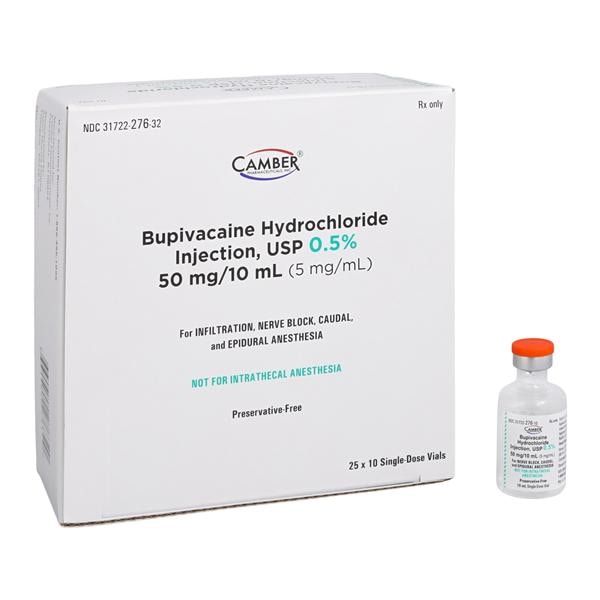 Bupivacaine HCl Injection 0.5% Preservative Free SDV 10mL 25/Package