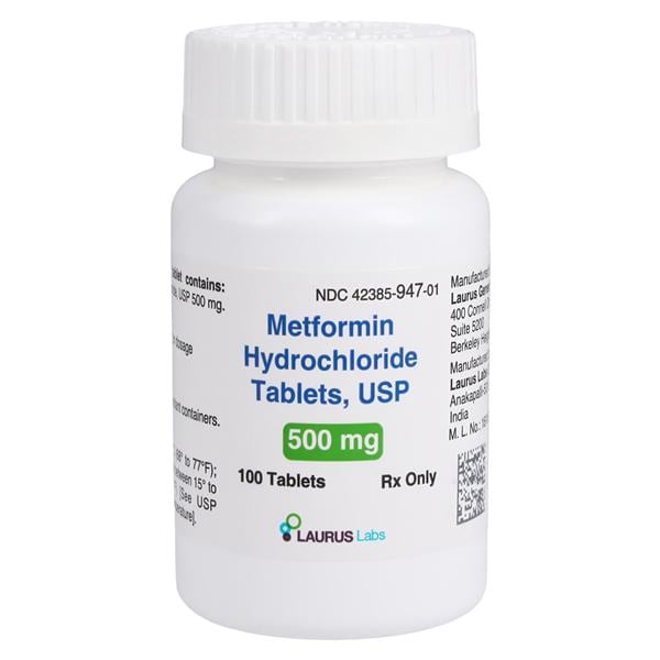 Metformin HCl Tablets 500mg Bottle 100/Bottle Each