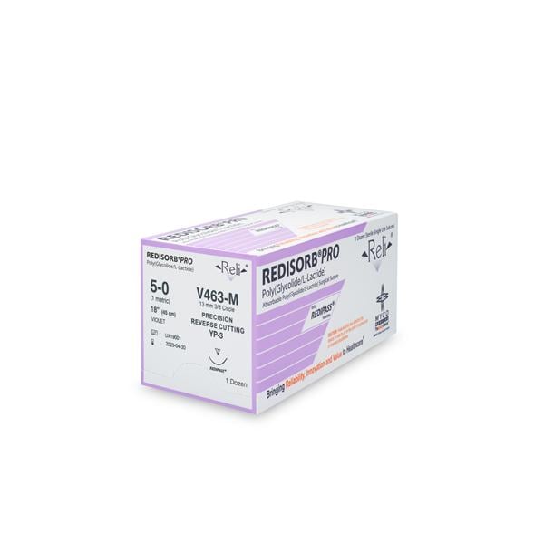 Reli Redisorb Pro Suture 5-0 18" PGLA Braided YP-3 Violet 12/Bx