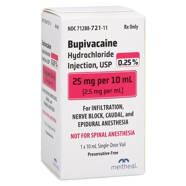 Bupivacaine HCl Injection 0.25% SDV 10mL Each