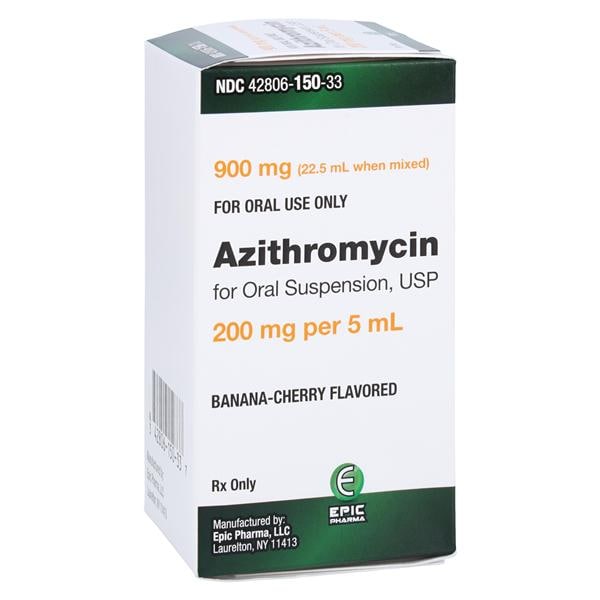 Azithromycin Oral Suspension 200mg/5mL Banana-Cherry Bottle 22.5mL Each