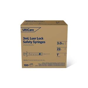 UltiCare Luer Lock Syringe/Needle 22gx1" 3mL Safety Shield Low Dead Space 400/Ca
