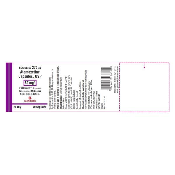 Atomoxetine HCL Capsules 80mg Bottle 30/Bottle Each