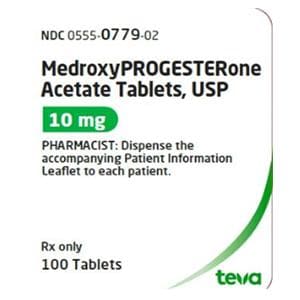 Medroxyprogesterone Acetate Tablets 10mg Bottle 100/Bottle Each