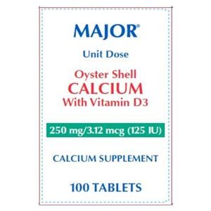 Oyster Shell Calcium Tablets 250mg Unit Dose Blister Pack 100/Pk