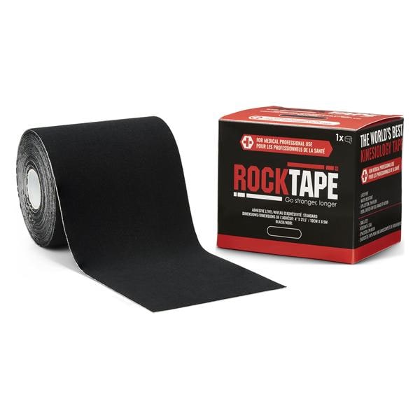 RockTape Kinesiology Tape 97% Cotton/3% Nylon 4"x21.5' Black Non-Sterile Ea