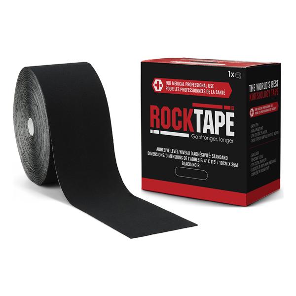 RockTape Kinesiology Tape 97% Cotton/3% Nylon 4"x115' Black Non-Sterile EA
