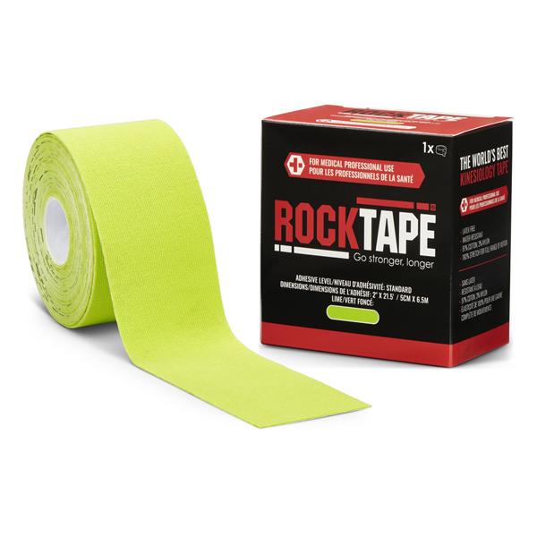 RockTape Kinesiology Tape 97% Cotton/3% Nylon 2"x21.5' Lime Green Non-Sterile EA