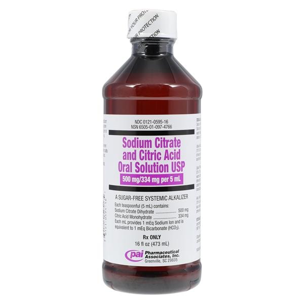 Sodium Citrate Citric Acid Oral Solution 500mg/334mg SF Grape Bottle 473mL Each